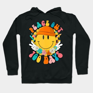 Groovy Peace Out 100 Days Of School Smile Face Kids Hoodie